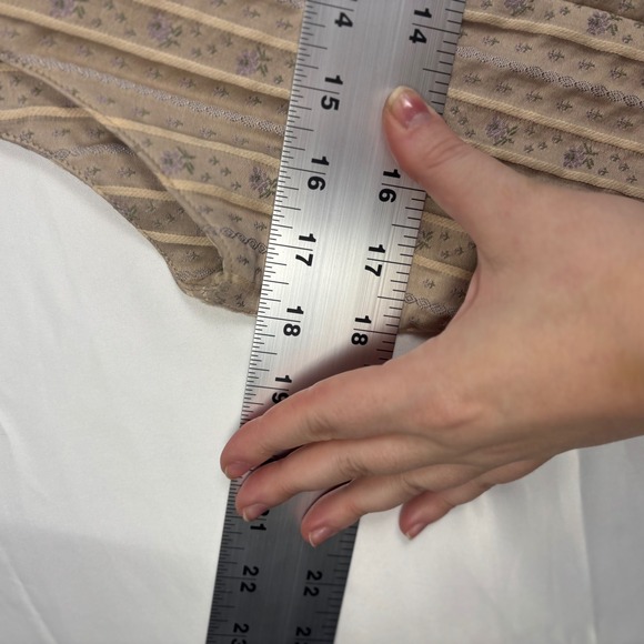 Cottagecore Cotton Size 12 Floral Stripe Button Front Vest Beige - Picture 4 of 5